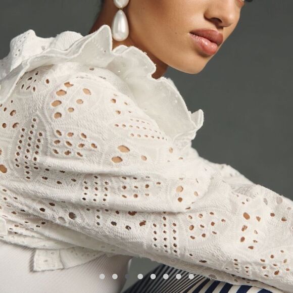 DOLAN Eyelet Ruffle-Sleeve Sweater - Picture 4 of 8